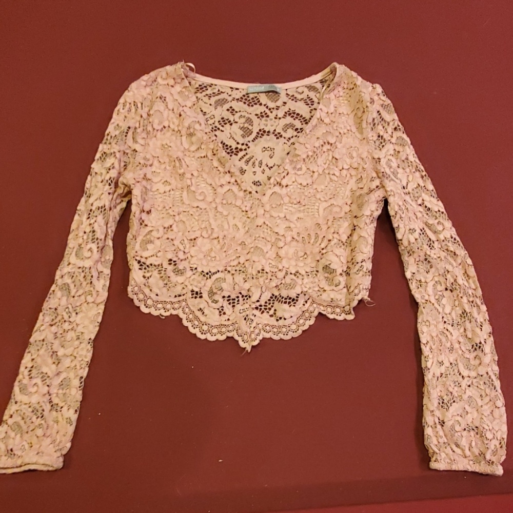 Pink lace crop top
